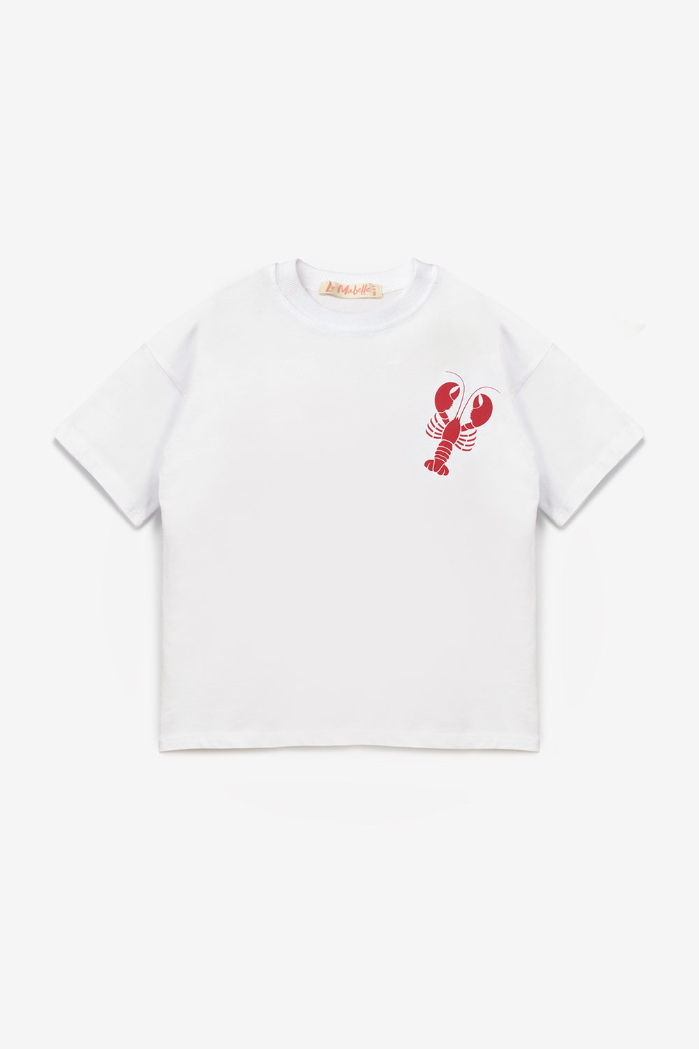 Beyaz Istakoz Desenli Çocuk Tişört