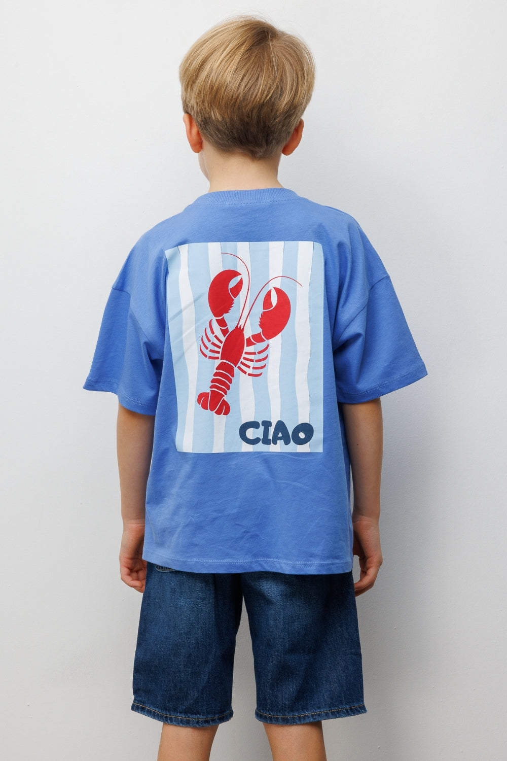 Mavi Istakoz Desenli Çocuk Tişört
