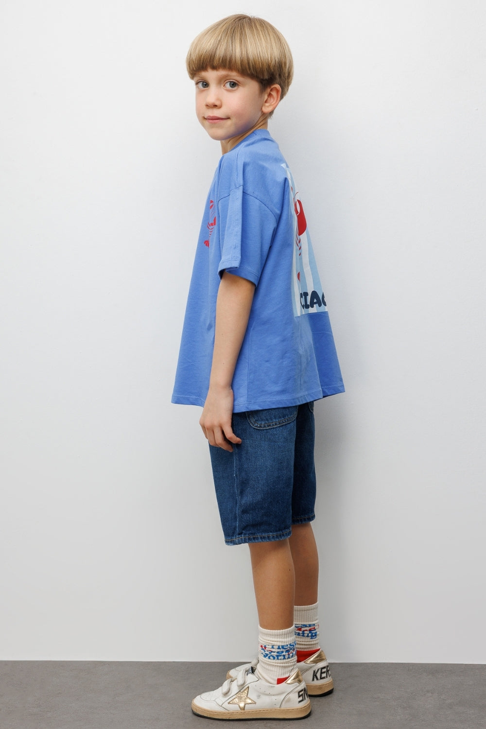 Mavi Istakoz Desenli Çocuk Tişört