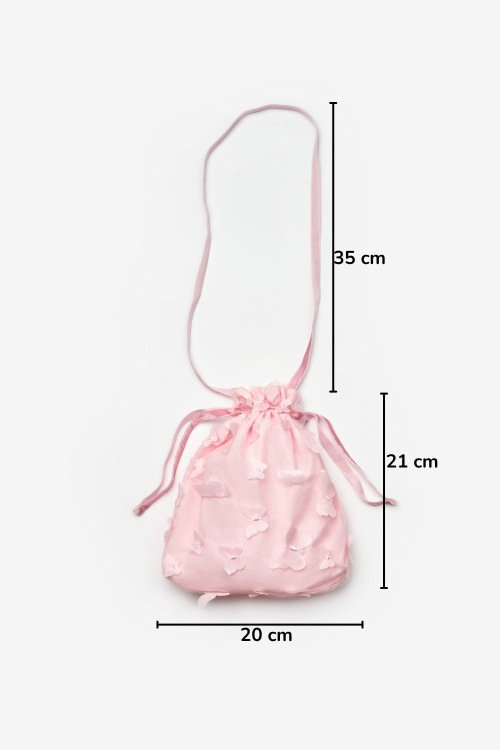 Pembe  Kelebek Aplikeli Kız Çocuk Çanta